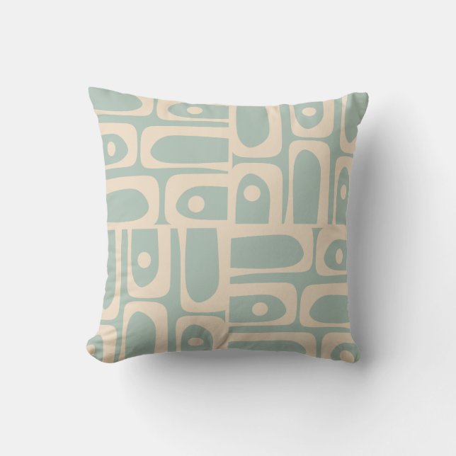 Almofada Meio século Moderno Piqueta Retro Leve Celadon Azu (Frente)