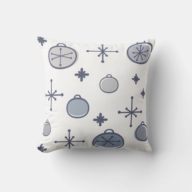 Almofada Meio século Moderno Retron Christmas Art Silver (Frente)