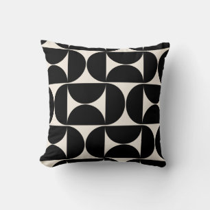 Almofada Meio século Padrão Vintage Moderno Preto e Branco