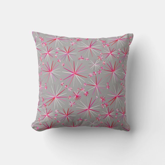 Almofada Meio século Sputnik, Cinza e Fuchsia (Frente)