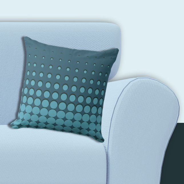 Almofada Meio-tons Crescentes Azuis Modernos (Modern Blue Ascending Halftones Throw Pillow)