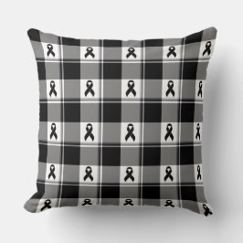 Almofada Melanoma Skin Cancer Awareness Plaid Black Ribbon