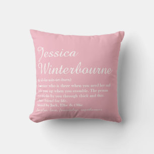Almofada Melhor Amiga Definição de BFF Elegante Rosa Divert