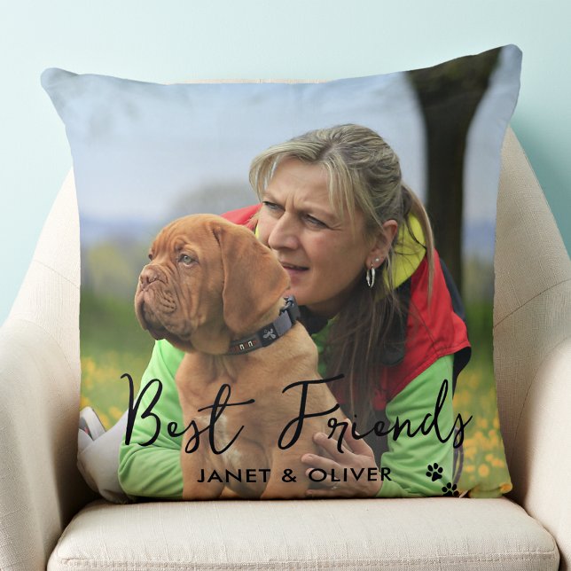 Almofada Melhor Amigos Trendy Pet Dog Personalizado 2 Foto (Criador carregado)