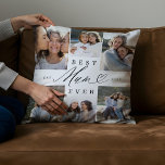 Almofada Melhor Colagem de Foto Coração de Script Elegante<br><div class="desc">Dê à sua mãe um presente que ela vai tesourar para sempre com a nossa melhor mãe de sempre, travesseiro de colagem de fotos com script de mãe. Este presente memorável apresenta um layout de colagem de 6 fotos, permitindo que você mostre suas memórias favoritas juntas. O roteiro e o...</div>