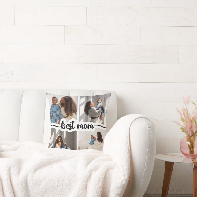 Almofada Melhor Colagem de Fotos Personalizada da Mãe 4 (Sofá)