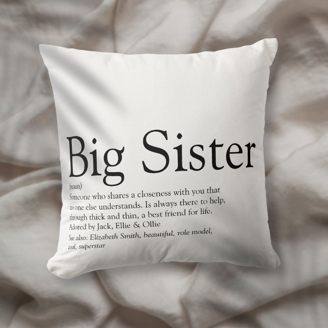 Almofada Melhor Definição De Irmã Preta E Branca Moderna (Best Ever Sister Definition Black And White Modern Throw Pillow)