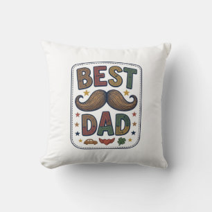 Almofada Melhor Design de Pai Bigode Vintage Vector Pai_1