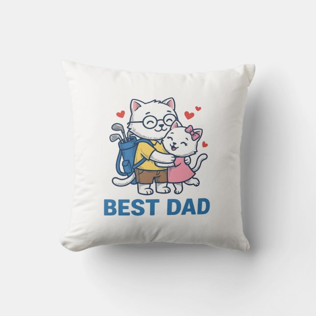 Almofada Melhor Design de Vetor Fofo de Gato de Golfe do Pa (Frente)