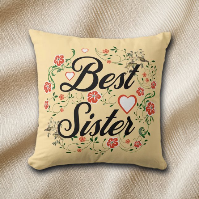 Almofada Melhor Irmã Elegante Design Floral (Criador carregado)