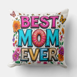 Almofada Melhor Mãe Alguma Vez Cita Borboletas Coloridas Fl