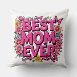 Almofada Melhor Mãe Alguma Vez Cita Borboletas Pink Flowers