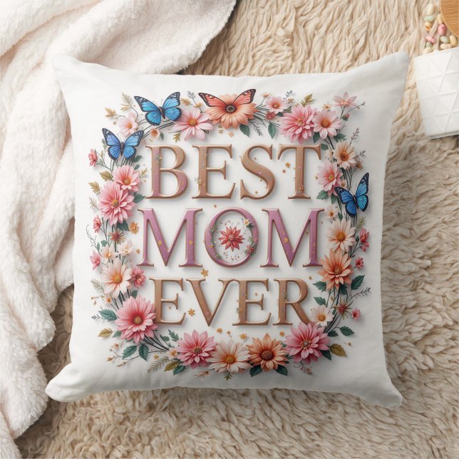 Almofada Melhor Mãe Alguma Vez Citar Borboletas e flores (Cobertor)