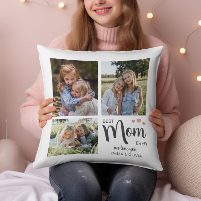 Almofada Melhor Mãe Criar Sua Foto (Best Mom Create Your Own Photo Throw Pillow by MINTIC DESIGN STUDIO)