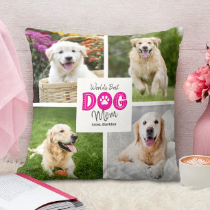 Almofada Melhor Mãe de Cachorro do Mundo 4 Foto Rosa em Bra