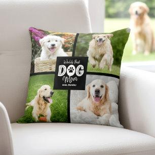 Almofada Melhor Mãe de Cachorro do Mundo 4 Fotos Preto Bran