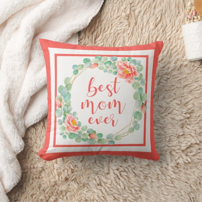 Almofada Melhor Mãe De Eucalyptus Deixa Peony Floral Coral (Cobertor)