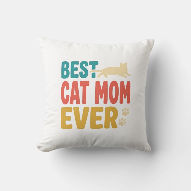 Almofada Melhor Mãe de Gato de Todos os Tempos Design de Ga (Frente)