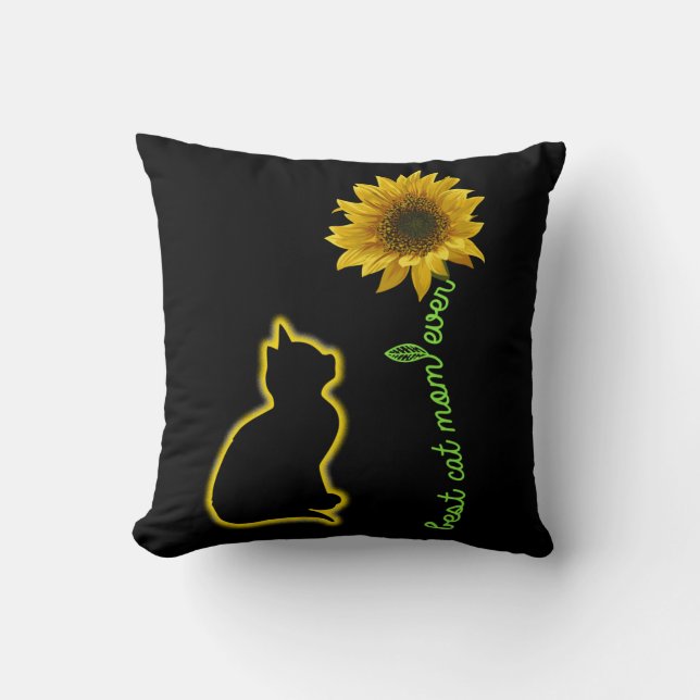 Almofada Melhor Mãe De Gato Nunca Mãe De Felino De Girassol (Frente)