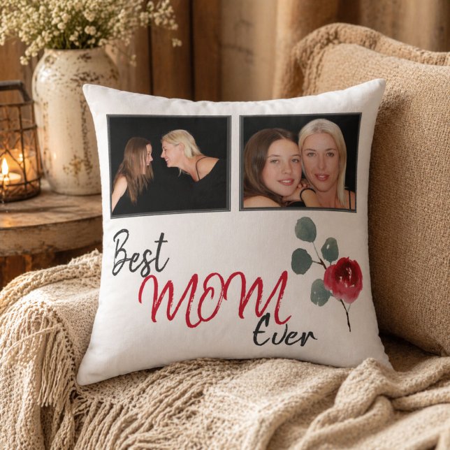 Almofada Melhor Mãe de Todos os Tempos Script Mãe Colagem d (Criador carregado)