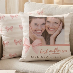 Almofada Melhor Mãe do Mundo Blush Cream Foto Dia das Mães