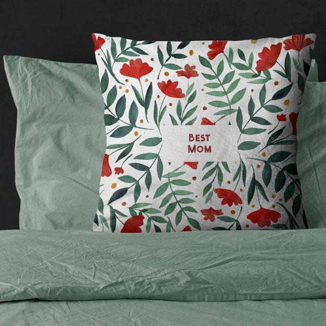 Almofada Melhor mãe Flores Vermelhas Dia de as mães do Jard (Criador carregado)