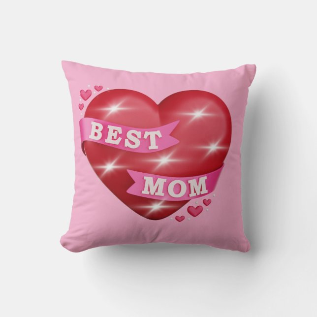 Almofada Melhor Mãe Presente Dia das Mães Coração Vermelho  (Frente)