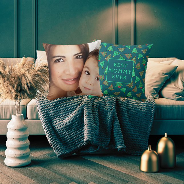 Almofada Melhor Mamãe do mundo Foto Padrão de Árvore de Nat (Criador carregado)