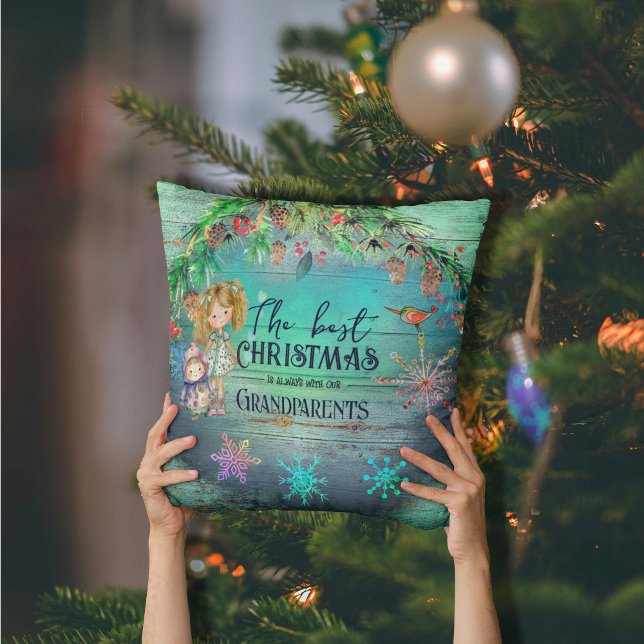 Almofada Melhor Natal com Avós (Best Christmas with Grandparents Throw Pillow front)
