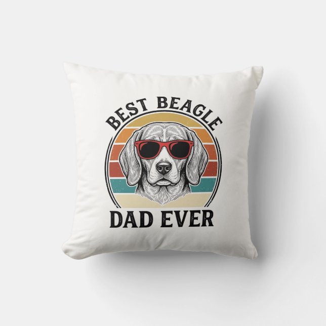 Almofada Melhor Pai Beagle de Todos os Tempos Camisa Vintag (Frente)