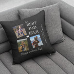 Almofada Melhor pai de 3 Dias de os pais de colagem de foto<br><div class="desc">A tipografia negra, a modelo de travesseiro decorativo preto e branco para fotos da família infantil, personalizado com suas 3 fotos e seu texto. O pode ser um presente de manutenção de excelente para pai para Dia de os pais, aniversário, Natal ou qualquer outra ocasião. Observe que as cores de...</div>