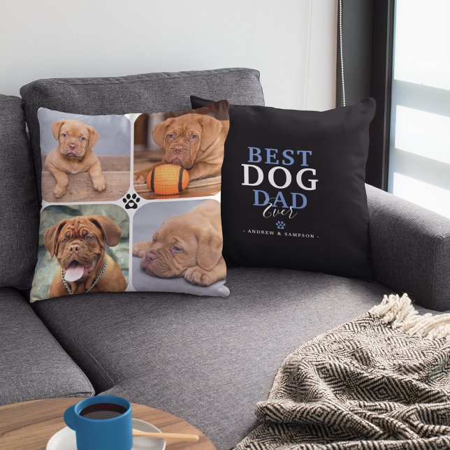 Almofada Melhor Pai De Cão Em 4 Fotografias Personalizadas (Criador carregado)