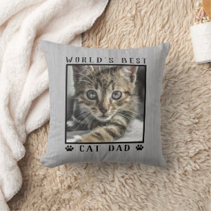 Almofada Melhor Pai de Gato do Mundo Pegadas de Pet Foto Rú