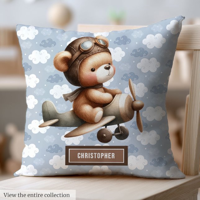 Almofada Melhor Presente de Chá de fraldas para Meninos: Tr (Best Boy Baby Shower Gift: Pilot Teddy Bear Pillow)