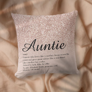 Almofada Melhor Tia Tia Definição Brilho Dourado Rosa