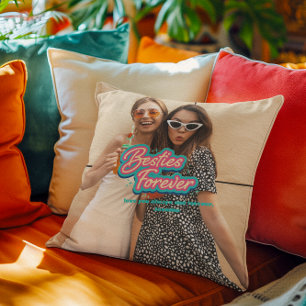Almofada Melhores Amigas Para Sempre Letreiro Retro Foto
