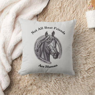Almofada Melhores Amigos Animais Desenho de Cavalo Cinza Vi
