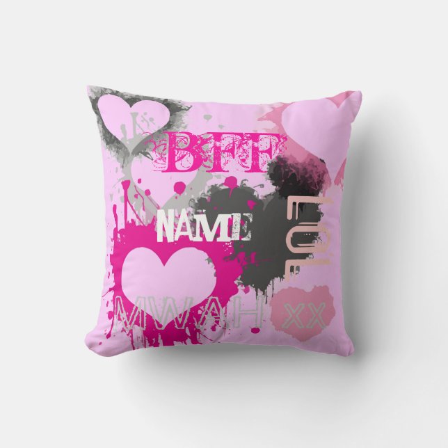 Almofada Melhores amigos BFF personalizados rosa para sempr (Frente)
