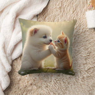 Almofada Melhores amigos, deem-me cinco - fofo e gatinho