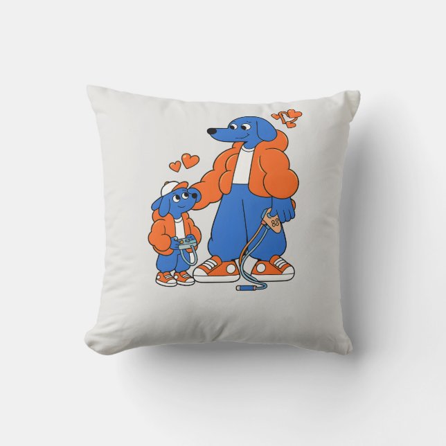 Almofada Melhores Amigos: Duo Pai e Filho Blue Dog (Laranja (Frente)
