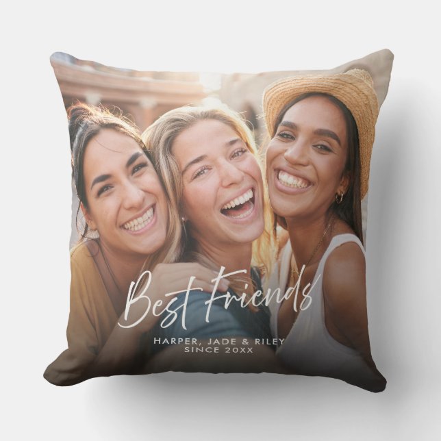 Almofada Melhores Amigos Foto Roteiro Personalizado Moderno (Frente)