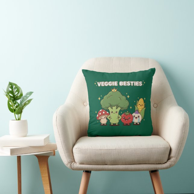 Almofada Melhores Amigos Vegetais | Desenho Animado Kawaii  (Cadeira)
