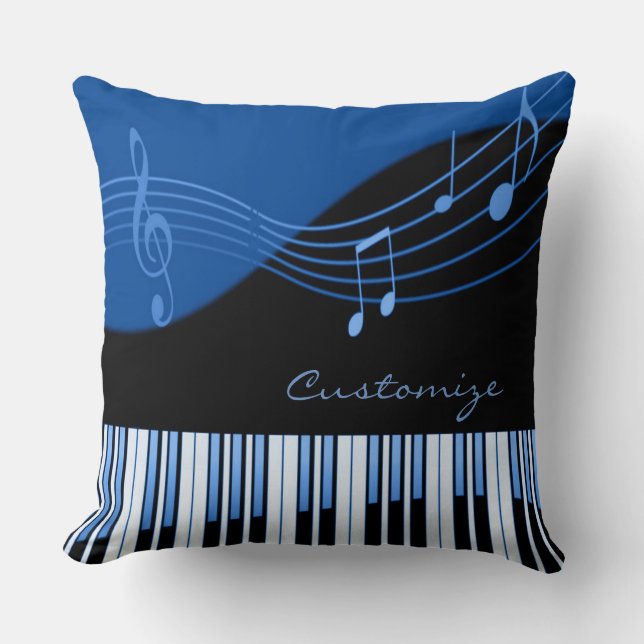 Almofada Melodia Musical Preto & Azul (Frente)