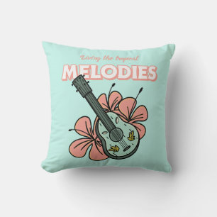 Almofada Melodias Tropicais Ukulele Arte Floral