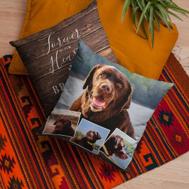 Almofada Memorial Rustic Pet 4 Picture Collage & Quote