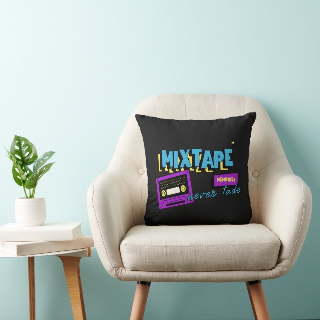 Almofada Memórias de Mixtape Nostalgia de Cassete Retrô (Cadeira)