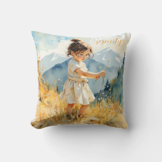 Almofada Menina bonita apanhando flores silvestres