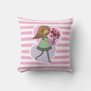 Almofada Menina Com Flores