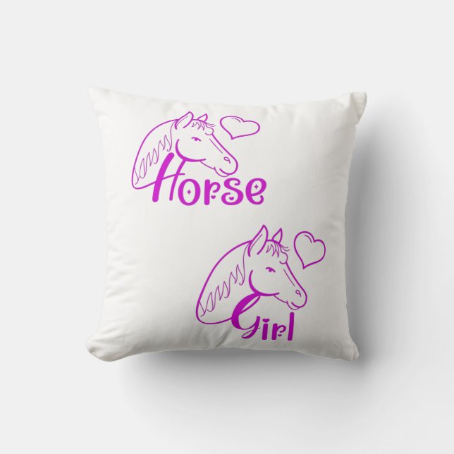 Almofada Menina de Cavalo em Roxo com Fonte de Cabeça de Ca (Frente)