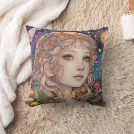 Almofada Menina de fantasia mística - Magia personalizada